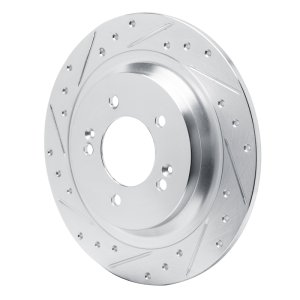 Hyundai Kona Brake Rotor (1) - Rear Left - R1 Concepts - Drilled & Slotted - Silver - `21-`25